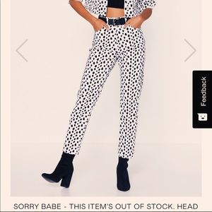 nasty gal high waited Dalmatian spotted pants.
